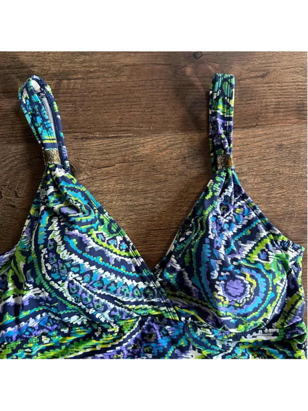 Women's Lauren Ralph Lauren Swimsuit Size 14 Blue Green Paisley Summer
